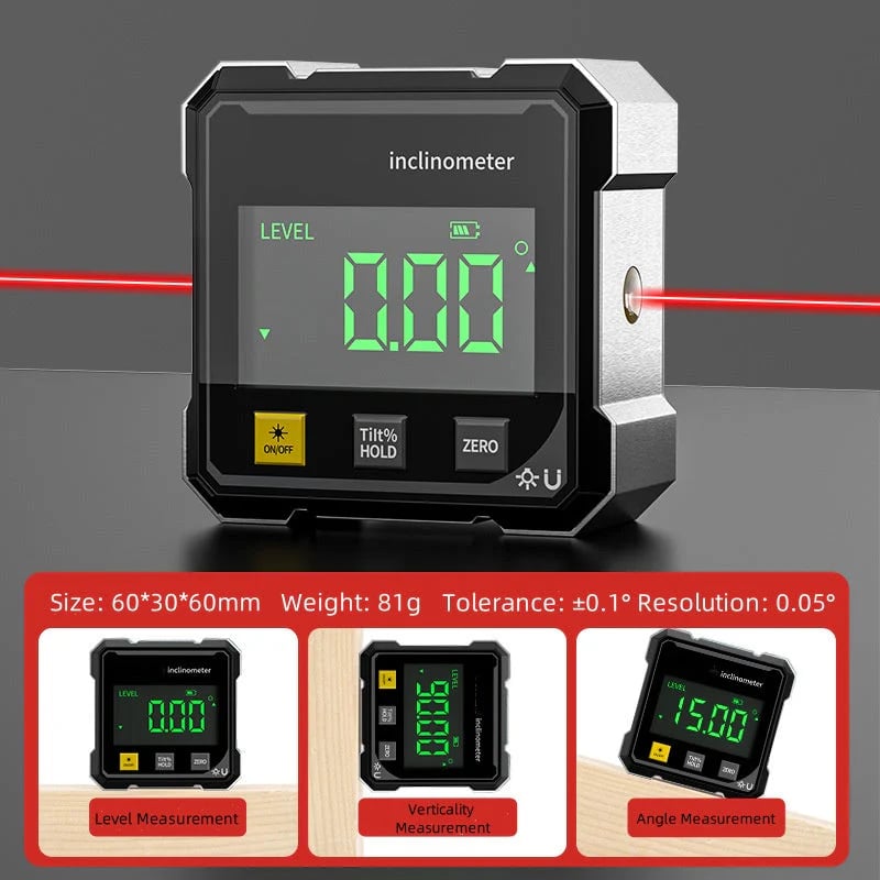 🔥2025 Hot Sale🔧4-Side Magnetic Digital Angle Gauge with Laser