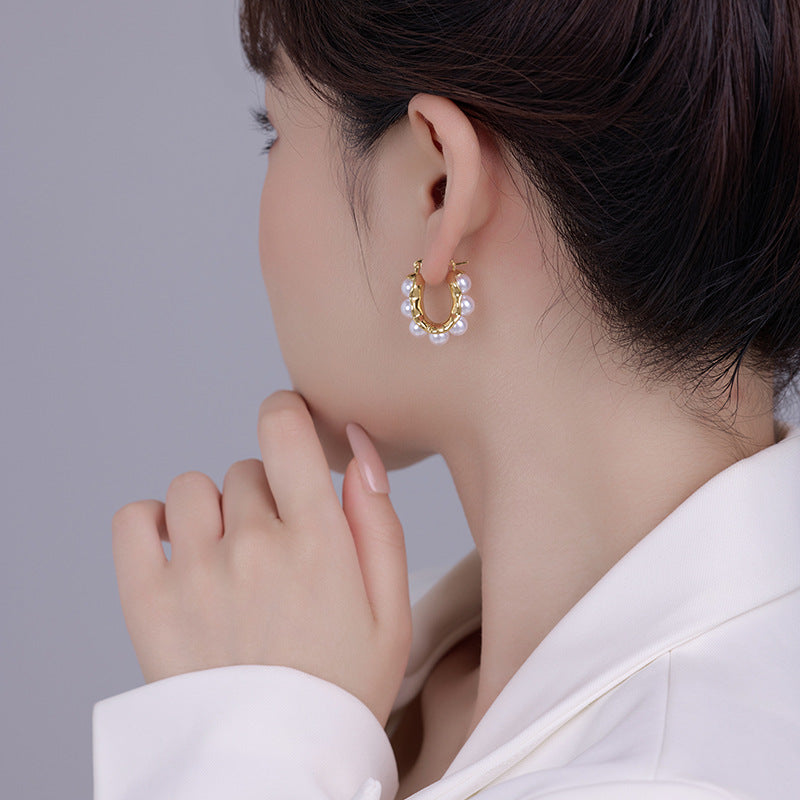 Retro Hong Kong Style Pearl Earrings: Elegant, New Trendy, Personalized