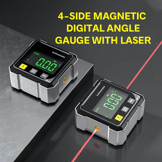 🔥2025 Hot Sale🔧4-Side Magnetic Digital Angle Gauge with Laser