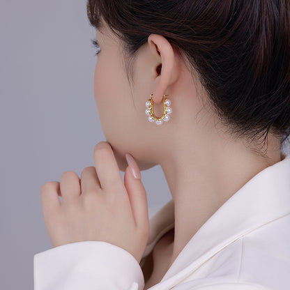 Retro Hong Kong Style Pearl Earrings: Elegant, New Trendy, Personalized