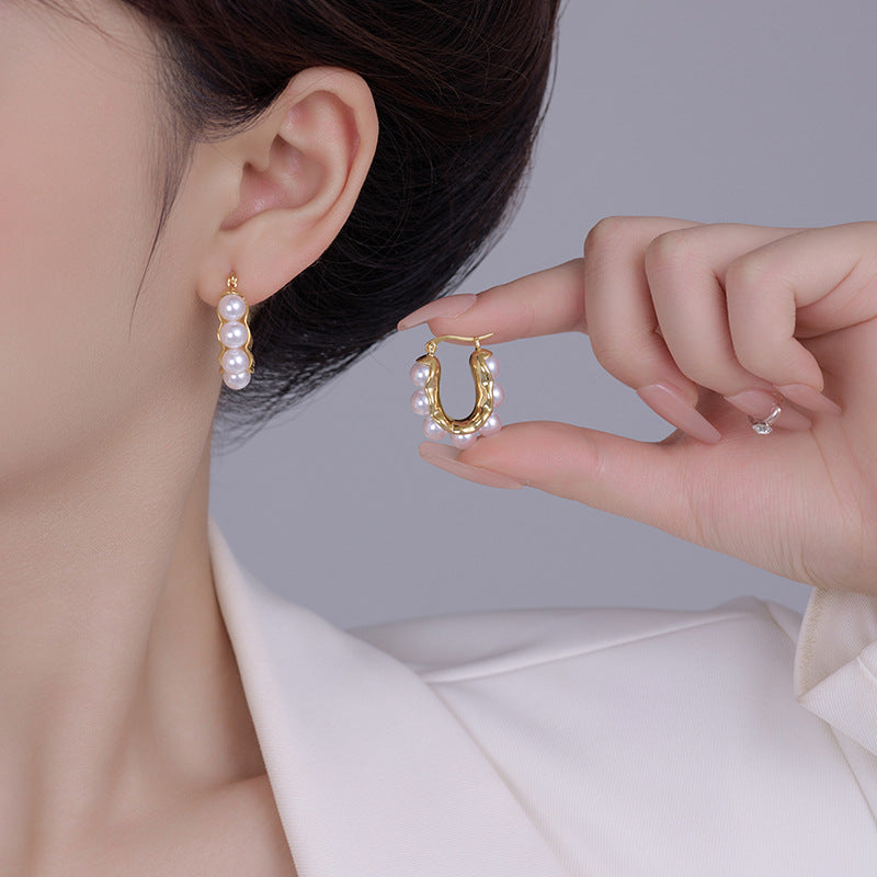 Retro Hong Kong Style Pearl Earrings: Elegant, New Trendy, Personalized